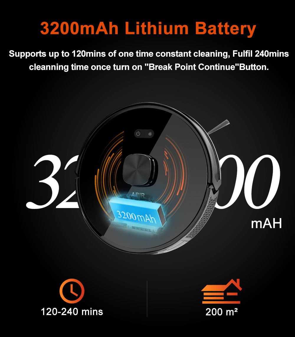 ABIR X9 Robot Vacuum Cleaner Laser Lidar UV Clean 3200mah lithium battery
