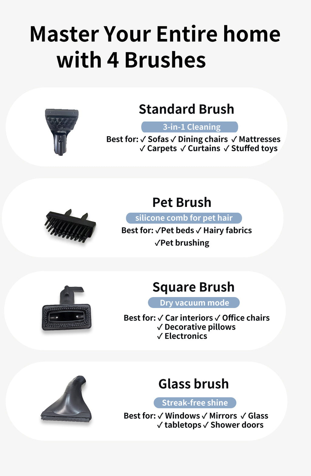 ABIR G80 Handheld Carpet Cleaner 15000Pa Wet Dry Vacuum master your entire home with 4 brushes
